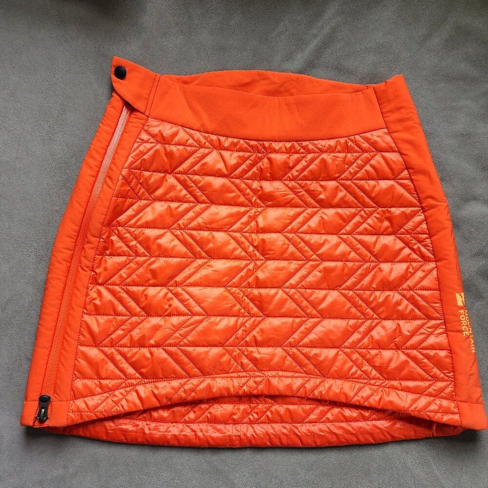 Mountain Force Insulated Ski Skirt Women Size M (38) Orange Flame Quilted Winter